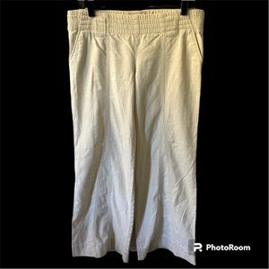 Free People Wide Leg Pants Trousers Women’s Sz 4 Vintage Khaki Cream Linen Blend
